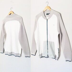 AG Adriano Goldschmied Men's XL Green Label Ivory Gray Sweater Jacket Golf $328